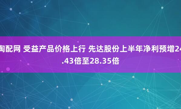 淘配网 受益产品价格上行 先达股份上半年净利预增24.43倍至28.35倍