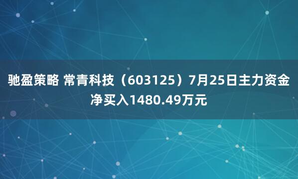 驰盈策略 常青科技（603125）7月25日主力资金净买入1480.49万元