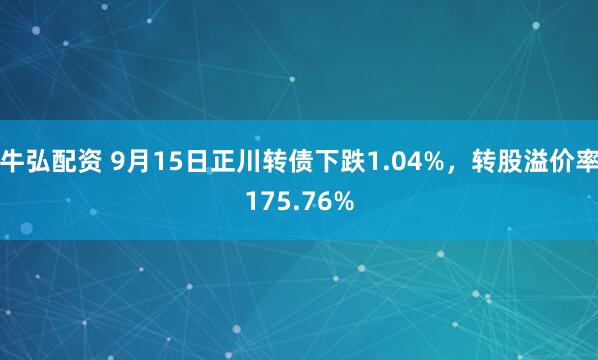 牛弘配资 9月15日正川转债下跌1.04%，转股溢价率175.76%